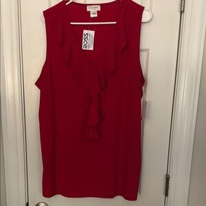 Elan + Grace Red Ruffled Blouse